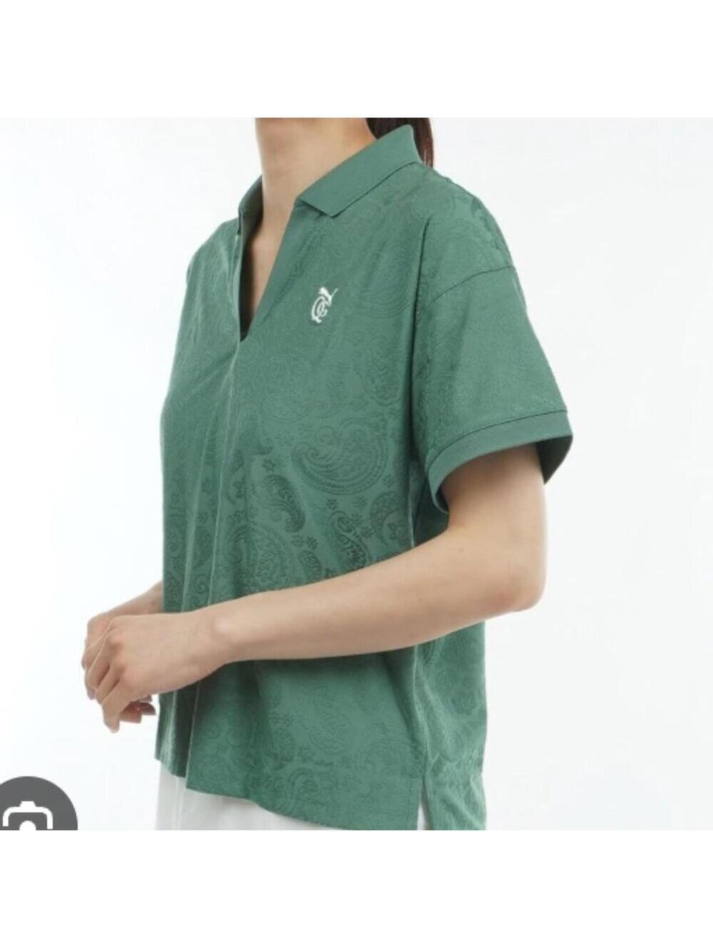 Puma X Qgc Quiet Golf Club Jacquard Paisley Polo Green Women's Small